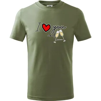 Dětská móda I love you and prosecco - Tričko dětské bavlněné - 104-110cm / 3-4 roky ( Khaki )