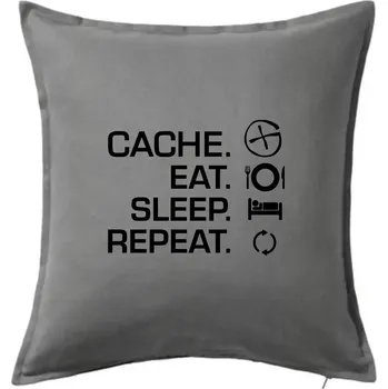 Polštář Eat sleep repeat Cache - Polštář 50x50 - 50x50 - Pouze potah ( Tmavě šedý melír )