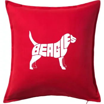 Polštář Bígl - nápis v těle - Polštář 50x50 - 50x50 - Pouze potah ( Červená )
