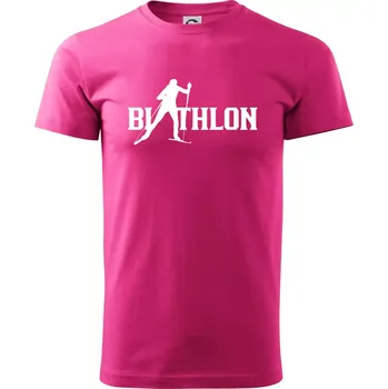 Biathlon nápis - Klasické pánské triko vyšší gramáže - XS ( Purpurová )