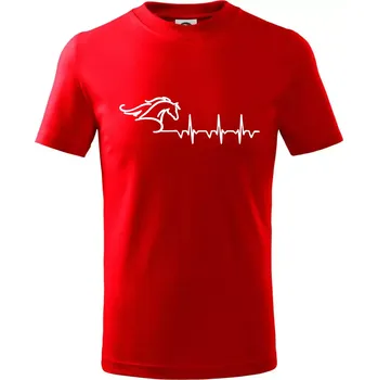 Chlapecké tričko Hlava koně EKG - Tričko dětské bavlněné - 98 cm / 2 roky ( Červená )