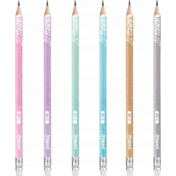 Grafitová tužka TUŽKA NA KRESLENÍ TUŽKY NA SKICOVÁNÍ TUŽKA S GUMIČKOU GLITTER BROKAT HB