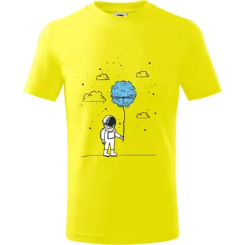 Chlapecké tričko Astronaut s balónkem - Tričko dětské bavlněné - 98 cm / 2 roky ( Citrónová )