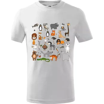 Zvířátka na triku - Tričko dětské bavlněné - 98 cm / 2 roky ( Bílá )