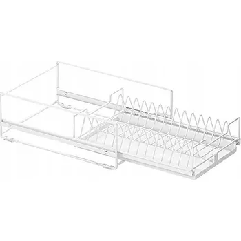 Odkapávač na nádobí Odkapávač na nádobí s odkapávačem na 13 talířů, výsuvná police, ocelový, bílý