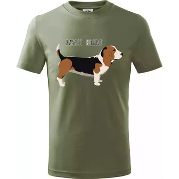 Basset hound pes s nápisem - Tričko dětské bavlněné - 98 cm / 2 roky ( Khaki )