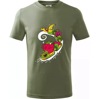 Milkshake vlak kreslený (Pecka design) - Tričko dětské bavlněné - 98 cm / 2 roky ( Khaki )