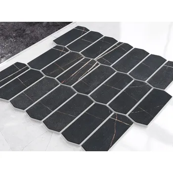 Obklad KERAMICKÁ MOZAIKA ŠESTIHRAN DLOUHÝ SILK BLACK ZERO