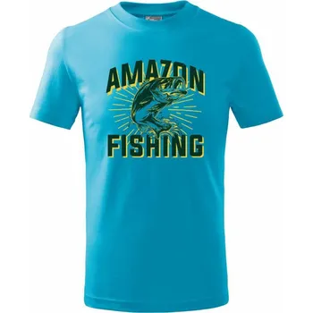 Chlapecké tričko Fish fishing - Tričko dětské bavlněné - 98 cm / 2 roky ( Světlý tyrkys )