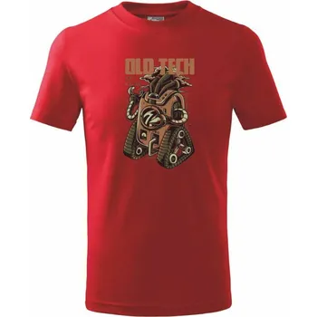 Chlapecké tričko Old tech robot - Tričko dětské bavlněné - 98 cm / 2 roky ( Červená )
