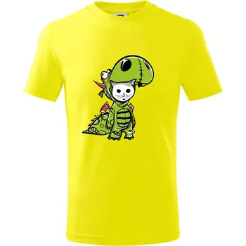 Chlapecké tričko Kočkosaurus Rex - Tričko dětské bavlněné - 98 cm / 2 roky ( Citrónová )