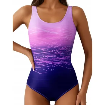 Dámské plavky JEDNODÍLNÉ PLAVKY ZEŠTÍHLUJÍCÍ SPORTOVNÍ KOSTÝM FIALOVÝ S