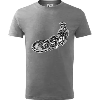 Motocross letec - Tričko dětské bavlněné - 98 cm / 2 roky ( Tmavě šedý melír )