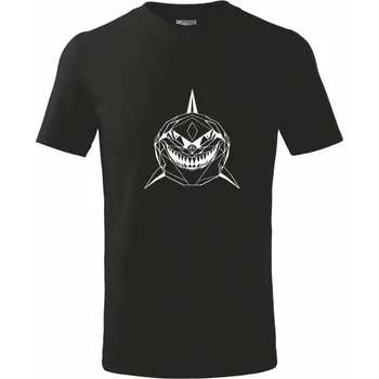 Chlapecké tričko Geometrie - žralok tvář - Tričko dětské bavlněné - 98 cm / 2 roky ( Černá )