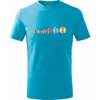 Šachy v řadě barevné - Tričko dětské bavlněné - 98 cm / 2 roky ( Světlý tyrkys )