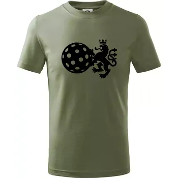 Český lev florbal - Tričko dětské bavlněné - 98 cm / 2 roky ( Khaki )