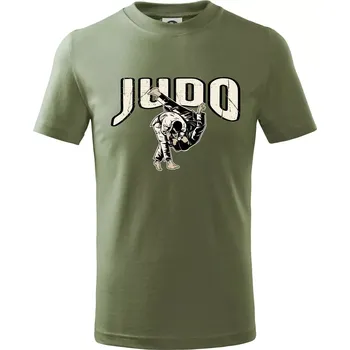 Judo v boji - Tričko dětské bavlněné - 98 cm / 2 roky ( Khaki )