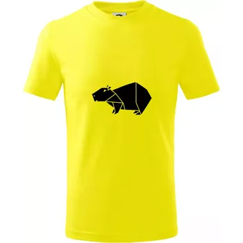 Origami kapybara - Tričko dětské bavlněné - 98 cm / 2 roky ( Citrónová )