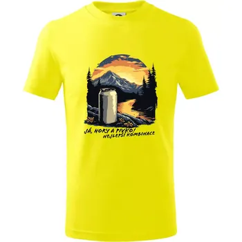 Chlapecké tričko Já hory a pivko nejlepší kombinace - Tričko dětské bavlněné - 98 cm / 2 roky ( Citrónová )