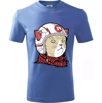 Moto kocour - Tričko dětské bavlněné - 98 cm / 2 roky ( Azurově modrá )