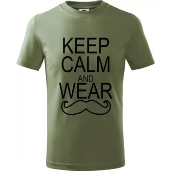 Keep calm and wear mustache - Tričko dětské bavlněné - 98 cm / 2 roky ( Khaki )