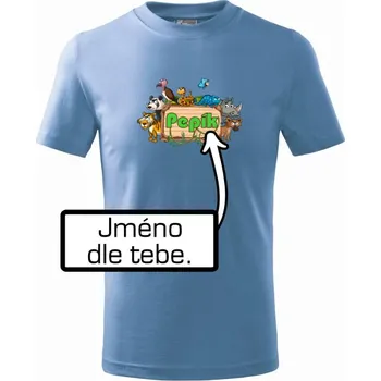 Zvířátka a jméno - Tričko dětské bavlněné - 98 cm / 2 roky ( Azurově modrá )