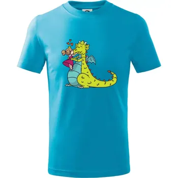 Chlapecké tričko Princezna a drak - Tričko dětské bavlněné - 98 cm / 2 roky ( Světlý tyrkys )