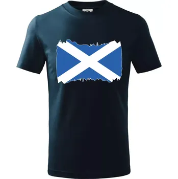 Skotská vlajka - Tričko dětské bavlněné - 98 cm / 2 roky ( Námořní modrá (velmi tmavá - téměř černá) )