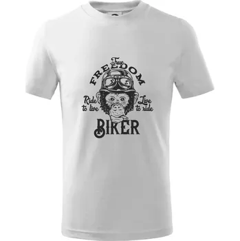The freedom biker - Tričko dětské bavlněné - 98 cm / 2 roky ( Bílá )