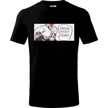 Chlapecké tričko Czech hockey team animovaná postava - Tričko dětské bavlněné - 98 cm / 2 roky ( Černá )