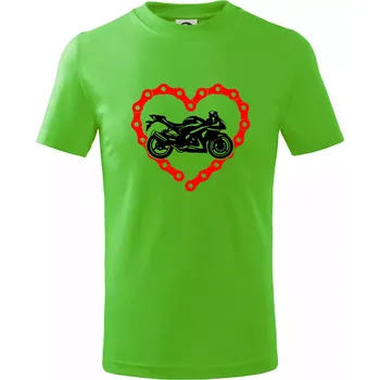 Moto srdce řetěz - supersport - Tričko dětské bavlněné - 98 cm / 2 roky ( Apple Green )