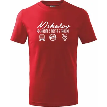 Chlapecké tričko Mikulov město s tradicí - Tričko dětské bavlněné - 98 cm / 2 roky ( Červená )