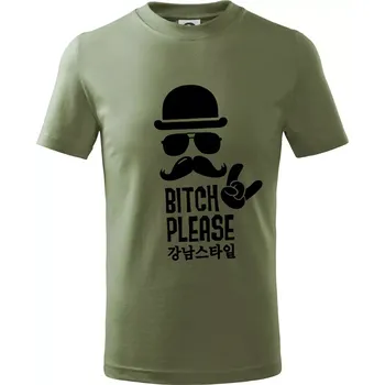 Chlapecké oblečení Bitch please! Mustache - Tričko dětské bavlněné - 98 cm / 2 roky ( Khaki )
