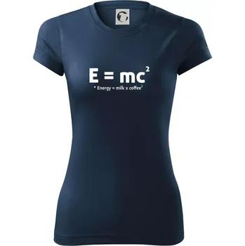 Dámské tričko e = mc2 - coffee milk - Dámské Fantasy sportovní (dresovina) - 2XL ( Námořní modrá (velmi tmavá - téměř černá) )