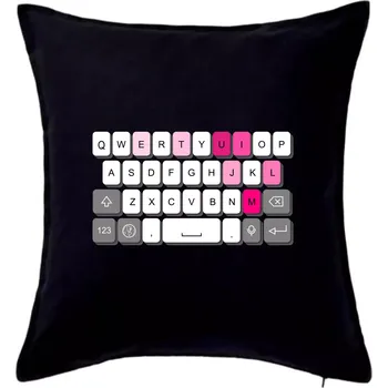 Polštář Klávesnice miluju tě - Polštář 50x50 - 50x50 - Pouze potah ( Černá )