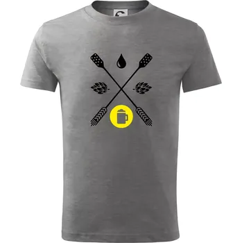 Chlapecké tričko Pivo ingredience - Tričko dětské bavlněné - 98 cm / 2 roky ( Tmavě šedý melír )