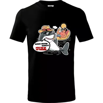 Žralok musím končit - Tričko dětské bavlněné - 98 cm / 2 roky ( Černá )