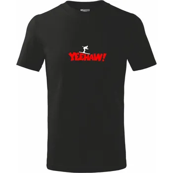 Chlapecké tričko Yeehaw! lyžař - Tričko dětské bavlněné - 98 cm / 2 roky ( Černá )