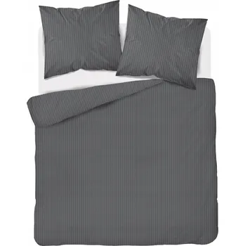 Povlečení POVLEČENÍ 140x200 DAMAŠEK GRAFIT JEDNOBAREVNÉ PRUHY BAVLNA DETEXPOL