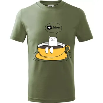 Chlapecké oblečení Miluji kávu - Tričko dětské bavlněné - 98 cm / 2 roky ( Khaki )