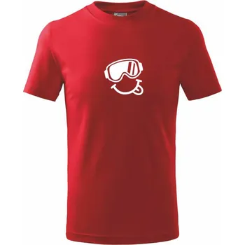 Chlapecké tričko Veselý lyžař - Tričko dětské bavlněné - 98 cm / 2 roky ( Červená )