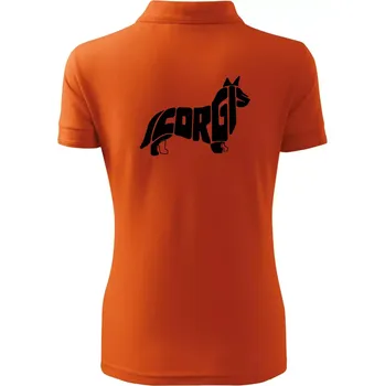 Corgi - nápis v těle - Polokošile dámská Pique Polo - XL ( Oranžová )