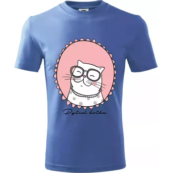 Pyšná kočka růžová - Tričko dětské bavlněné - 98 cm / 2 roky ( Azurově modrá )