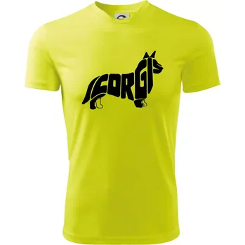 Chlapecké tričko Corgi - nápis v těle - Dětské triko sportovní (dresovina) - 146 cm/10 let ( Neonově žlutá )