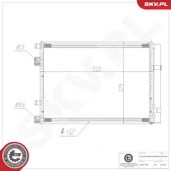 Ventilátor topení a klimatizace Kondenzátor klimatizace ESEN SKV 86SKV298