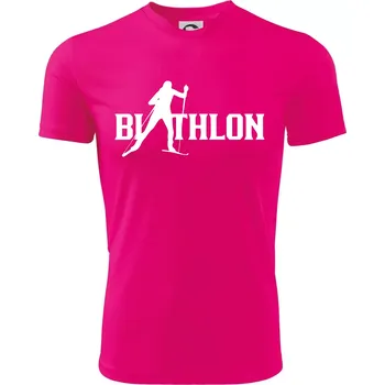 Biathlon nápis - Dětské triko sportovní (dresovina) - 158 cm/12 let ( Neon Pink )