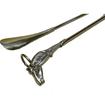 Přípravek pro údržbu obuvi DLOUHÁ LŽÍCE NA BOTY HLAVA KONĚ MOSAZNÁ MOSAZ GREKO