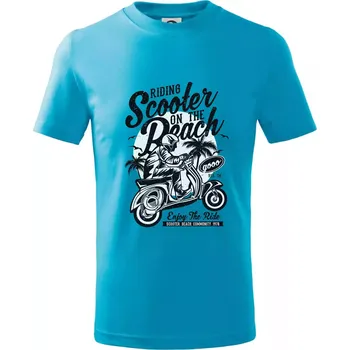 Scooter Beach - Tričko dětské bavlněné - 98 cm / 2 roky ( Světlý tyrkys )