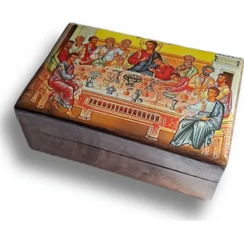 Dárková krabička Dřevěná krabička s ikonou Poslední večeře Páně III.