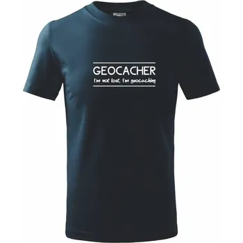 Geocacher - Tričko dětské bavlněné - 98 cm / 2 roky ( Námořní modrá (velmi tmavá - téměř černá) )